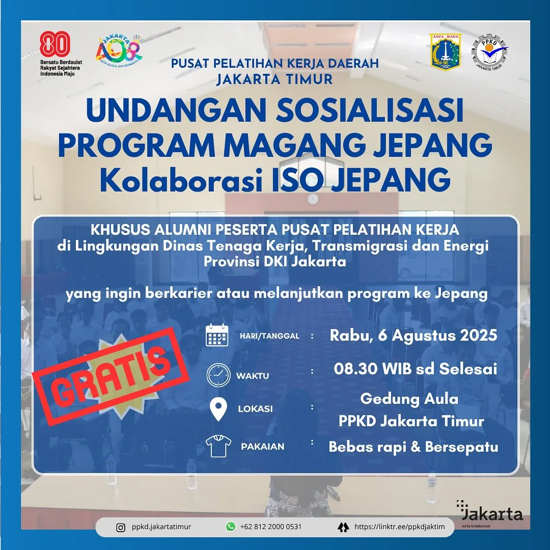 UNDANGAN SOSIALISASI PROGRAM MAGANG JEPANG – PPKD PROVINSI SUMATERA BARAT